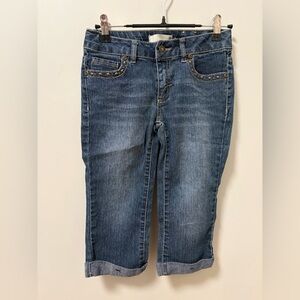 Route 66 Denim Capris Embroidered Pockets Cuffed Hems Embellished Girls 10 y2k